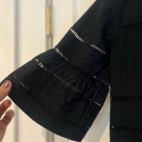 J. Crew 6 black eyelet shift dress with elbow length bell sleeves - Picture 6 of 6